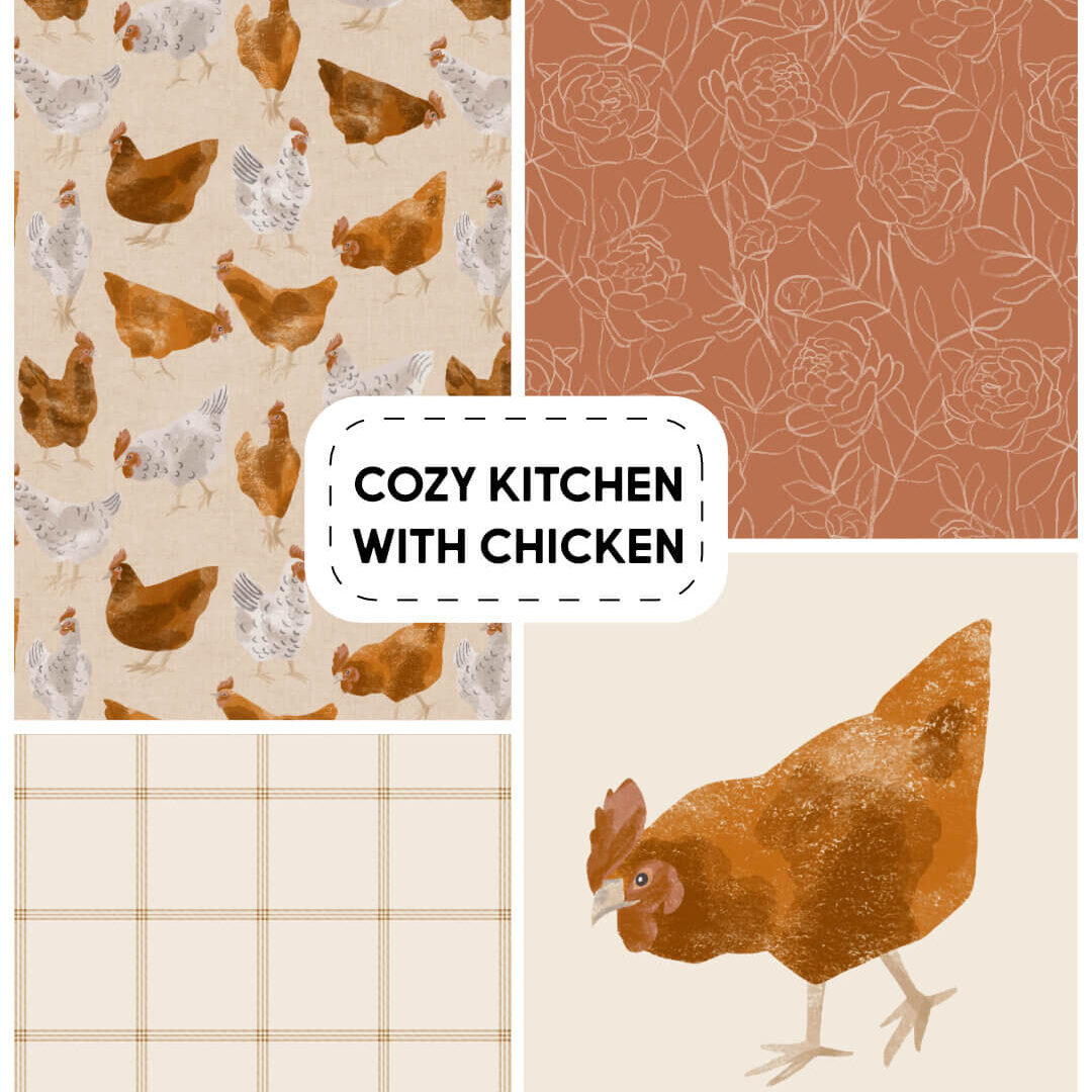Cozy Kitchen with Chicken – Pattern Design Collection by Markét ilustrace